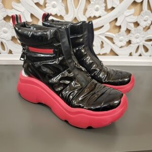 Naturalizer Collab w/ Think Royln, Shadowdancer, Black and Red Boots, Size 9